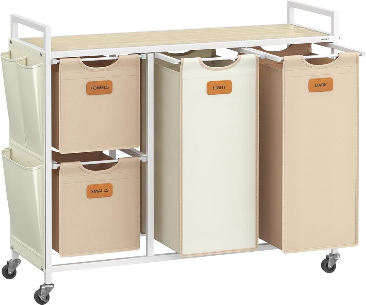 Wassorteerder 4 Vakken - Wasmand - 150L - Natuurlijk — afbeelding 1