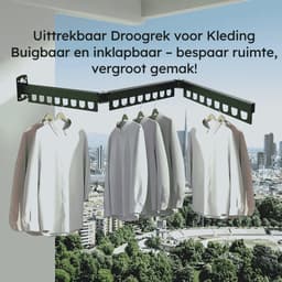 AlluraGoods Wanddroogrek Inklapbaar – Wanddroogrek Uitschuifbaar – Droogrek Hangend Uitklapbaar – Stevig Droogrek Hangend voor Badkamer — thumbnail 5