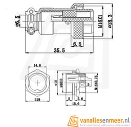 GX16-2 Connector – 2-Pins – Male & Female Set – Luchtvaartconnector — thumbnail 2
