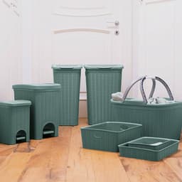 Wasmand met deksel 'Elegance' - 50 Liter - Met ventilatie - 100% Gerecycled kunststof - Groen — thumbnail 2
