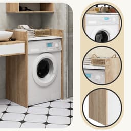Wasmachine Kast / Wasmachine Ombouw / Wasmachine Meubel FIN / Sonoma Eik - Wit / AKORD Furniture Factory / 64 x 98 x 50 cm — thumbnail 2