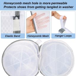 Waszak voor Schoenen - 2-Pack Honingraat Waszakken met Rits - Anti-Vervorming Wasnet voor Sportschoenen,Sokken, BH's en Speelgoed - Herbruikbare - 35 x 20 cm — thumbnail 3