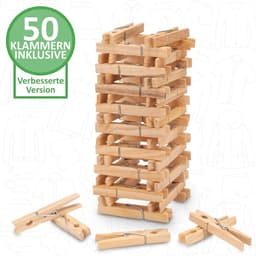 Katoenen Wasknijperzak met 50 Houten Wasknijpers en Grote Karabijnhaken — thumbnail 4