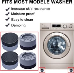 8 Stuks Anti-Vibratie Wasmachine Voeten - Trillingsdempers en Antislip Onderzetters — thumbnail 4