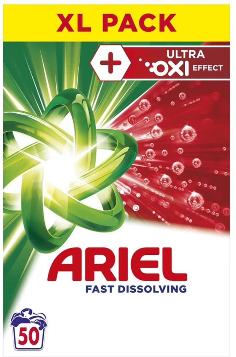 Ariel Fast Dissolving Ultra OXI – Waspoeder – 50 Wb – XL Pack — afbeelding 1