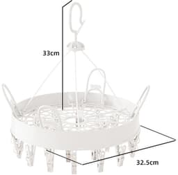 Droogrek voor ondergoed, met klemmen, antislip draaibaar kledingrek, 360 graden draaibaar, geschikt voor het ophangen en drogen van sokken, ondergoed en sjaals - wit - rond — thumbnail 3