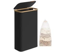 Wasmand – 65L – Met deksel – 42×22.5×70.5 cm – Inktzwart