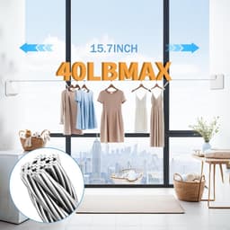 Intrekbare Waslijn voor Binnen en Buiten - Sterke, Niet-Doorhangende Kledinglijn met Wandmontage — thumbnail 3