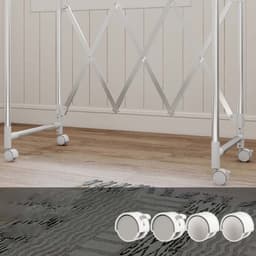 Inklapbare Vrijstaande Droogrek 103x104-150x197cm Zilver Stevig en Duurzaam Rvs Frame Met 3 Verstelbare Droogstangen en Wieltjes Gemakkelijk Te Verplaatsen Inklapbaar Ontwerp Bespaart Ruimte Geschikt voor Binnen en Buiten — thumbnail 5