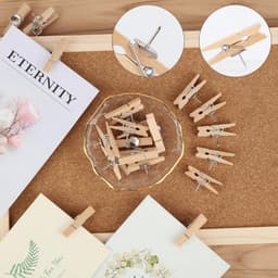 100x Houten Knijpers met Speld - Multifunctionele Prikklemmen voor Foto's, Prikborden en Handwerk — thumbnail 4