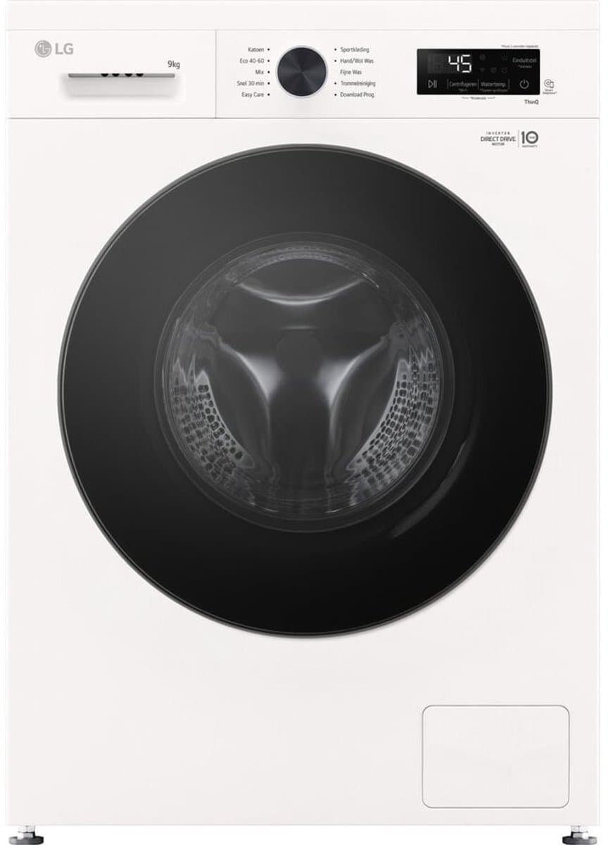 LG W4X1095NWB was‑droogcombinatie 9/5 kg met 6 Motion DD voor betere stofverzorging - Steam verwijdert allergenen en bacteriën - ThinQ slimme bediening. Energieklasse A — afbeelding 1