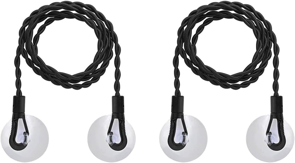 Reiswaslijn - 2 stuks - Uitschuifbare waslijn - Draagbare elastische waslijn - Winddichte hanger voor buiten kamperen - Waslijn - Onzichtbare waslijn - Binnenhuis kamperen en reizen - 1.5 m - Zwart — afbeelding 1