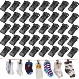 Sokken clips - Sokkenhouders - 40 stuks - 2,8 cm - Antislip Wasknijpers - Waslijnknijpers - Zwart — thumbnail 1