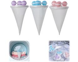 3 stuks - Huisdierhaarverzamelaar - Wasmachinefilter -Wasmachine pluizenfilter - Wasmachine filterzak - Drijvend haarfilter - Herbruikbaar - Blauw, Roze, Paars - Geschikt voor het reinigen van wasmachineresten - 9,2*9,2*17,5 cm