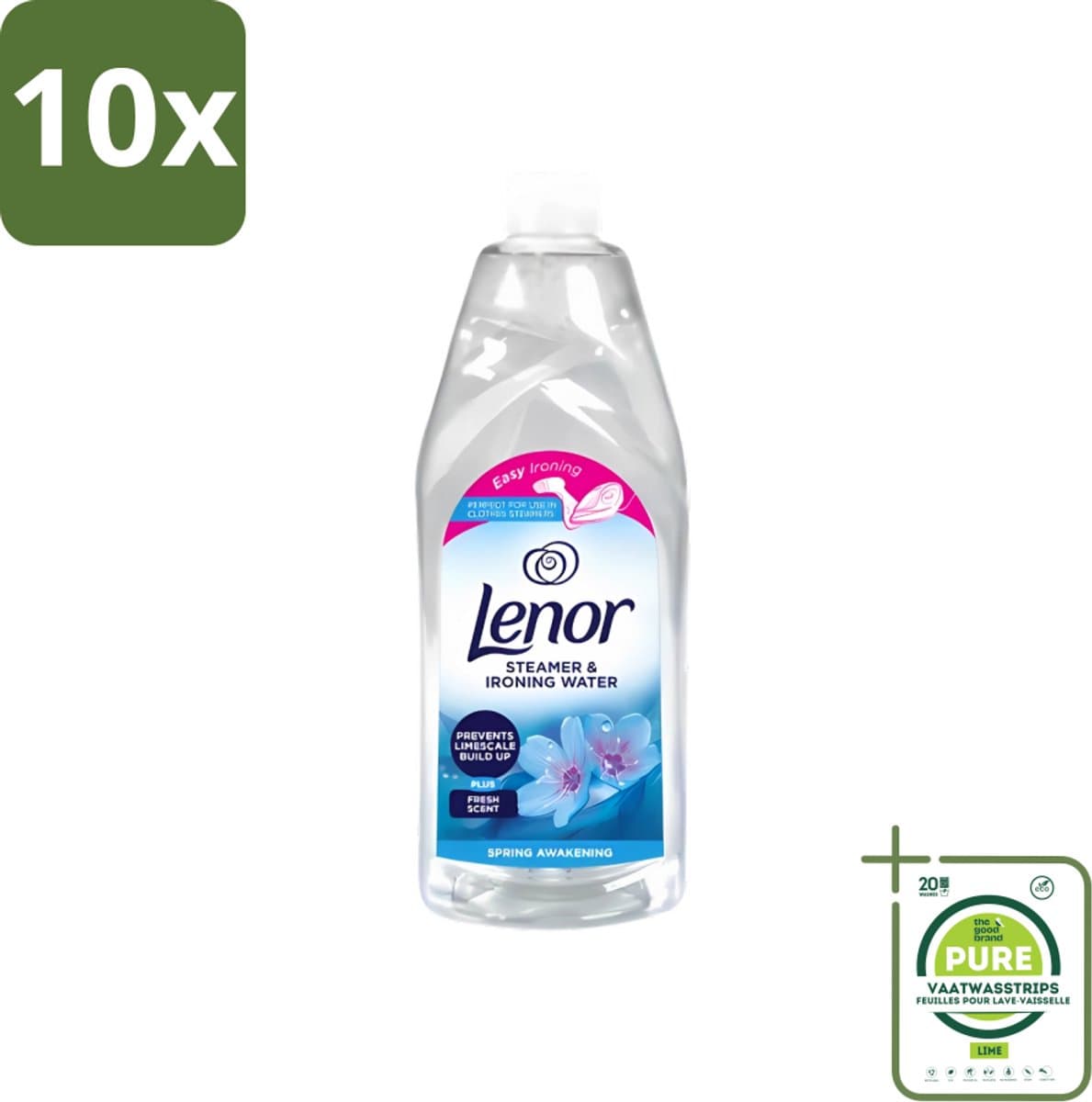 10 x Lenor - Strijkwater - Spring Awakening - Textielverfrisser - 1000 ml - Grootverpakking - Lenor Strijkwater - Textielverfrisser - Frisse Geur - Soepel Gestreken - Bloemige Geur — afbeelding 1