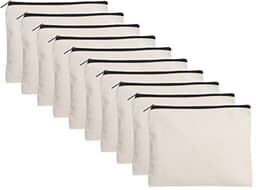 Zipper Fabric Bags - Set van 10 Lege Canvas Tassen voor Creatieve Projecten en Organisatie - 13x10cm — thumbnail 1
