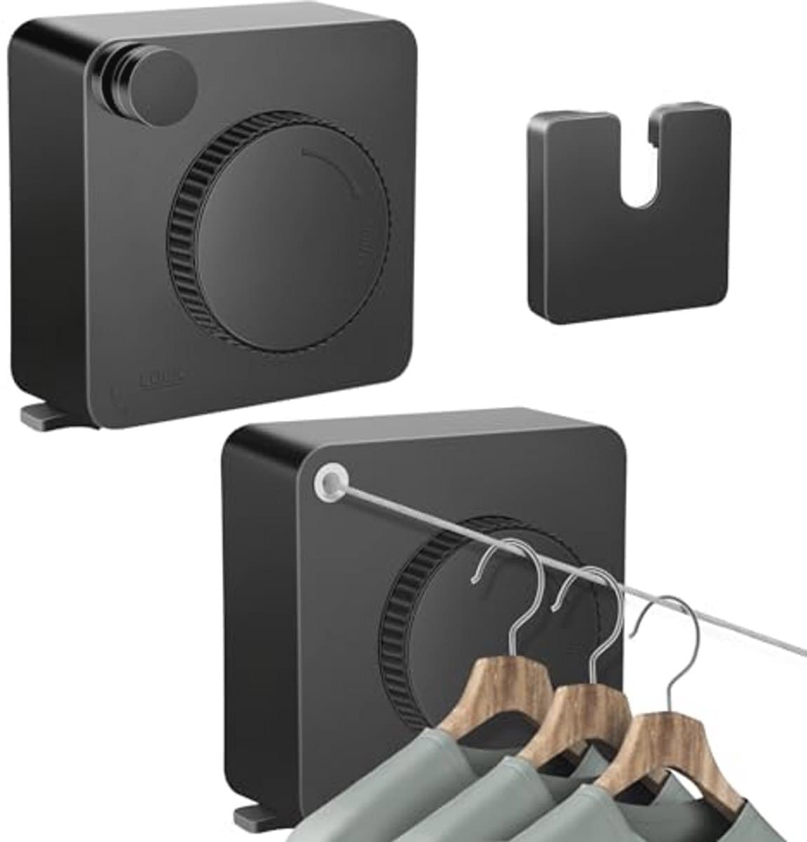 Uittrekbare waslijn 4,8 m voor balkon en badkamer – Space-saving wandmontage wasoplossing — afbeelding 1