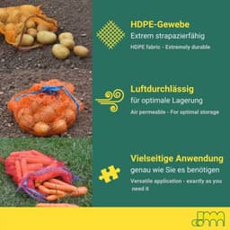 100 Stuks Aardappelzakken Goudgeel met Trekkoord - Grof Gaas voor Fruit, Groenten en Noten - 43 x 60 cm, 12,5 kg Volume — thumbnail 1
