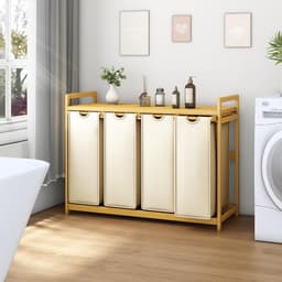 Wassorteerder 4 Vakken - Wasmand - 200L -Beige — thumbnail 3