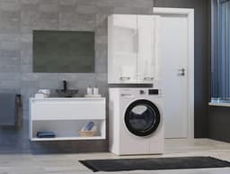 Wasmachinekast voor de Badkamer - Compacte Wasmachine-ombouwkast Breed 64 cm Hoog 90 cm Wit Glans — thumbnail 2