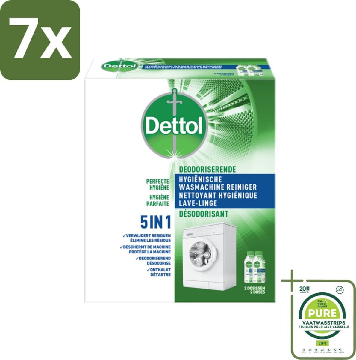 7 x Dettol Wasmachine Reiniger Duo 500 ml - Grootverpakking - Wasmachine Reiniger - Wasmachine Schoonmaken - Kalkaanslag Verwijderen - Wasmachine Onderhoud - Wasmachine Hygiëne — afbeelding 1