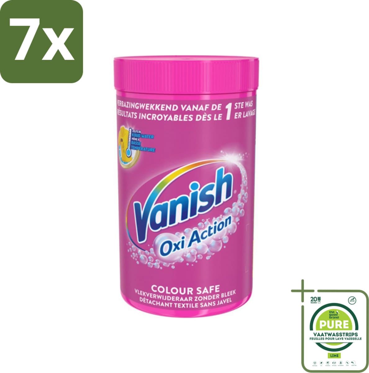 7 x Vanish Oxi Action - Veilige Kleur - Vlekkenverwijderaar Poeder - Zonder Bleek - Gekleurde Was - 1.5 Kg - Grootverpakking - Vlekkenverwijderaar - Waspoeder - Gekleurde Was - Wasmiddel - Vlekken Verwijderen — afbeelding 1