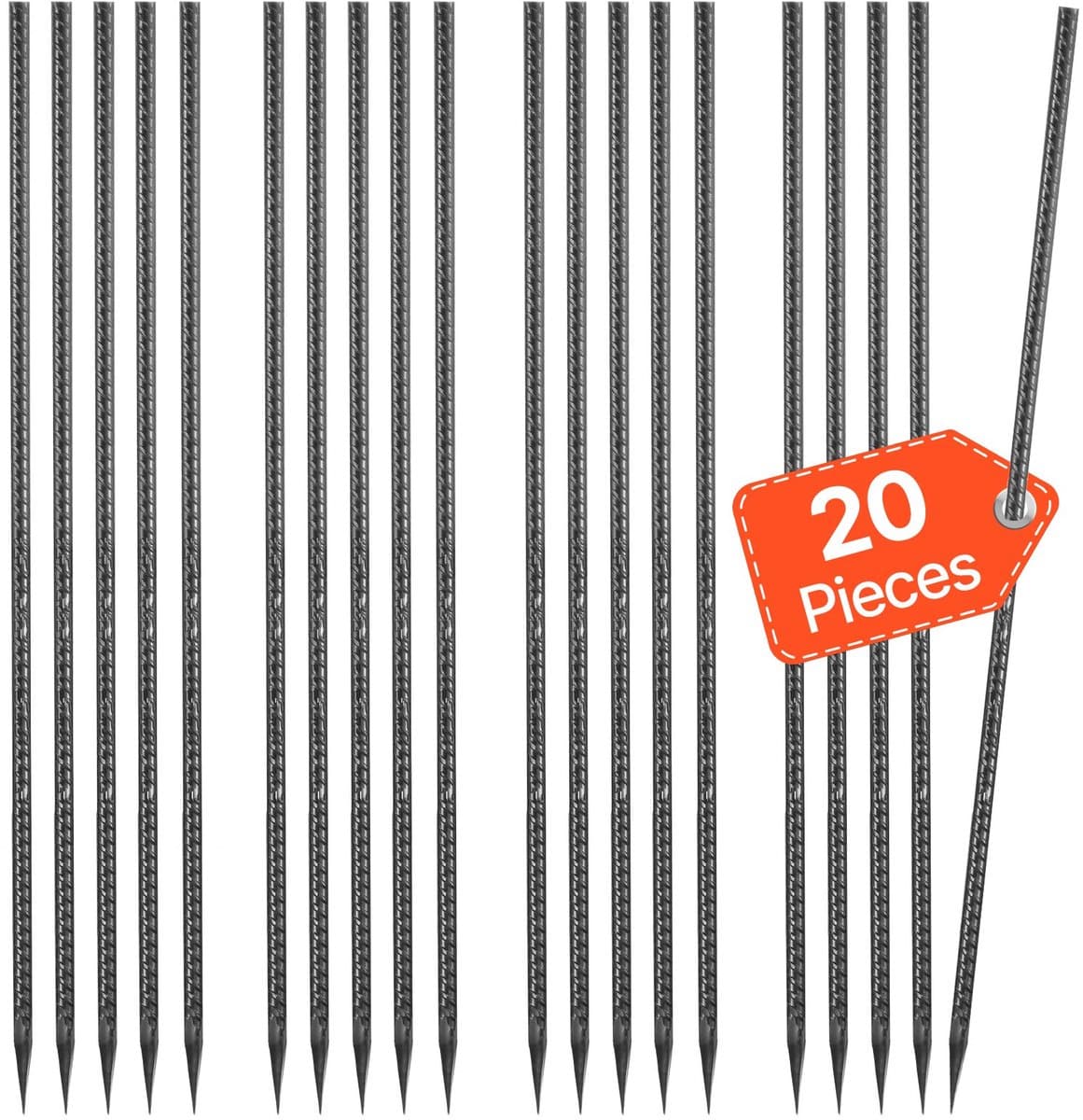 Grondankers - I-vorm Tentharingen/Grondpennen - Lengte 60,96 cm - Diameter 12 mm - Verzinkt staal - Set van 20 - Voor Tenten, Luifels en Trampolines — afbeelding 1