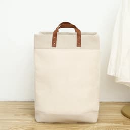 Webzon – Wasmand – Wasmanden – Wasmand inklapbaar – Opvouwbare Wasmand – 30 × 35 × 55 cm – Engels design – Jute stof met leren handvatten – Opbergmand – Opvouwbaar en ruimtebesparend – Glanzend beige — thumbnail 4