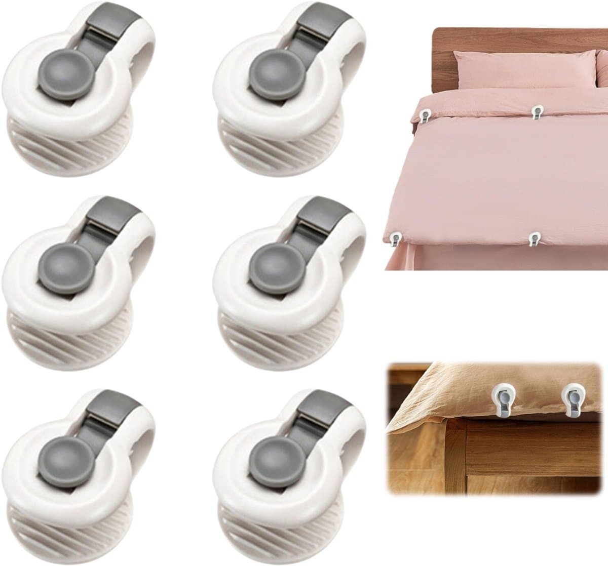 6-delige set - Antislip dekbedclip - Dekenhouder - Dekbedclip - Hoeslakenclip - Antislip hoeslakenclip - Antislip droogclip - Verstelbaar - Grijs - 5,2*3,6*3 cm - Geschikt voor dekbedden, kussens en gordijnen — afbeelding 1