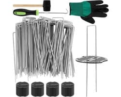 Allecta - Grondankers en bufferschijven set voor tuin met haringen en accessoires - 100 stuks