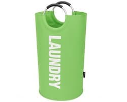 BOTC Wasmand - Waszak - Laundry basket - Wassorteerder - 38x63 cm - waszak vouwbaar - draagbaar wasbox - Groen — afbeelding 1
