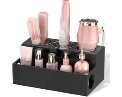 Famanu – Vrijstaande organizer voor haardroger en stylingtools, afneembaar acryl, zwart