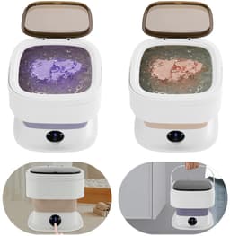 Draagbare Mini-Wasmachine – 10L 40W – Opvouwbaar & Halfautomatisch – Voor Gezinnen, Appartementen & Slaapzalen – Paars/Kaki — thumbnail 2