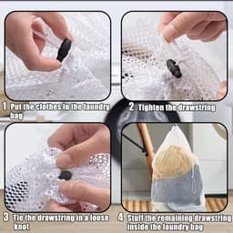 2 Pack Waszakken voor Wasmachine - Grote Mesh Waszakken met Trekoog - 60 x 80cm Extra Grote Waszakken voor Dekbedovertrek - Grote Kleding (Wit) — thumbnail 2