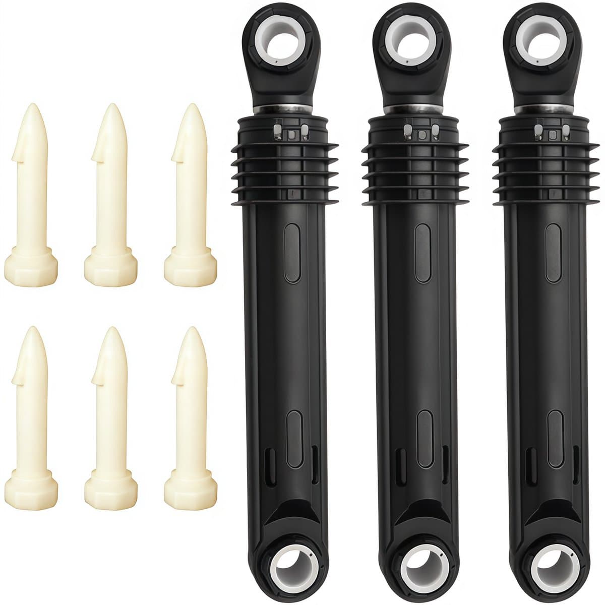 Schokdempers - Wasmachine dempers - Schokdempers wasmachine - Universele schokdempers - Met borgpennen - Geschikt voor wasmachines - Geschikt voor universele wasmachines - Voor wasmachine - Drie stuks - Zwart — afbeelding 1