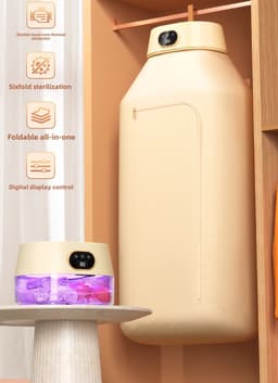 Draagbare Elektrische Droger voor Was Opvouwbare Mini Droger met UV Sterilisator 8 Uur Timer 360° Hetelucht Verstelbaar Stil Sneldrogend Apparaat voor Appartement Camper Reizen en Kleine Wasruimtes — thumbnail 2