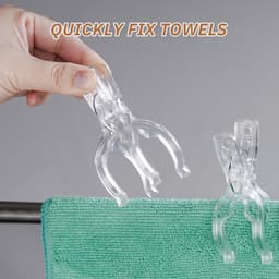 4 Stuks - Strandhanddoekclips - Plastic Quiltclips - Winddichte Handdoekklem - Kledingklem - Sterke Handdoekklem - Wasknijpers - Grote Knijpers - Grote Winddichte clip - Transparant — thumbnail 4
