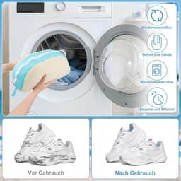 EGoods - Herbruikbare schoenwaszakken voor wasmachine - Set van 2 - Groot formaat met ritssluiting - Wit en blauw - 40,5 x 27 cm — thumbnail 5