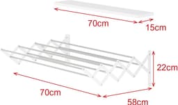 LUNOR - Uittrekbaar Wandmontage Wasrek 70 cm Wit - Akkoordéon Droogrek — thumbnail 1