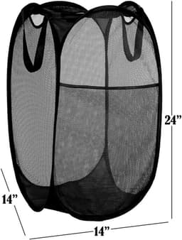 Opvouwbare Wasmand - Grote opvouwbare wasmand - Grote Capaciteit Vieze Kleding Opberging - Opbergmand voor vuile was - Geschikt voor Wassen, Badkamer, Kinderkamer, Studentenkamer of Reizen - 36×36×58cm - Zwart — thumbnail 2