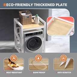 Opbergrek Wasmachine - Stapelbaar Rek - Ruimte Besparen - In Hoogte Verstelbaar - 73x63x105 cm - Zwart — thumbnail 5