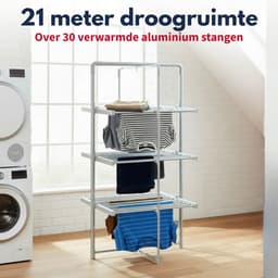Dirt Devil Elektrisch Droogrek met Verwarming – Droogtoren 230W - Staand Wasrek 21m Droogruimte - IP22 Waterbestendig - 73 x 144 x 68 cm - Aluminium — thumbnail 3