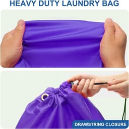 Ronte - Waszakken met Treksluiting - Set van 2 - 68 x 56 cm - Vuile Waszak met Handvat - Wasbare Wasmand voor Reizen, Kamperen en Outdoor - Paars/Zwart — thumbnail 5