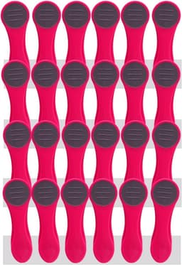 24 Wasknijpers met Zachte Softgrip Klemmen - Roestvrij Staal Drukveren - Roze Donkergrijs — thumbnail 1