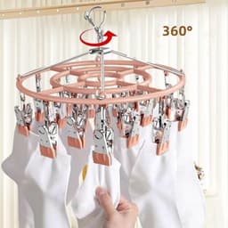 Ronte - Sokkendroger van roestvrij staal voor efficiënt drogen van kleding - Sokkenrek met winddichte eigenschappen - Praktisch droogrek voor ondergoed, handdoeken en kleding - Inclusief 24 wasknijpers — thumbnail 3