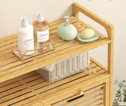Bamboe Wasmand 82 liter met 2 los kantelbare wasmanden - Bruin — thumbnail 5