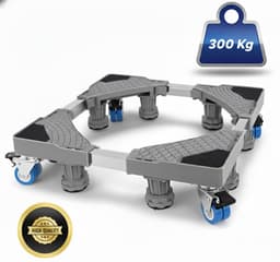 LUXEVI Wasmachine Verhoger met Wielen - Verstelbaar - 300 kg - Ook voor Droger & Koelkast - Zilver — thumbnail 1