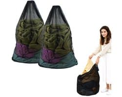 2 stuks waszakken van mesh met trekkoord en handvatten - 40×50cm waszakken van mesh - Duurzame tassen voor delicate kleding - Stevige waszakken van mesh - Geschikt voor wasmachines, reizen, kleding, speelgoedopslag — afbeelding 1