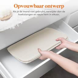 Set van 2 Slanke Wasmanden van 65 Liter – Opvouwbare Smalle Wasmand met Deksel, Verstevigde Bodem en Verlengde Handvatten – Ruimtebesparende Kledingopberger voor Slaapkamer, Badkamer en Wasruimte – Wit — thumbnail 5
