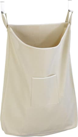 Famanu – Hangende wasmand voor over de deur, stoffen waszak met grote inhoud, ruimtebesparend, beige — thumbnail 1